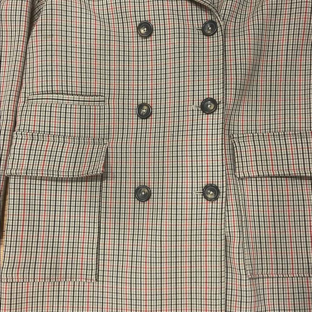 H&M Double-Breasted Checked Trench Coat in Brown and Red - Picture 7 of 12